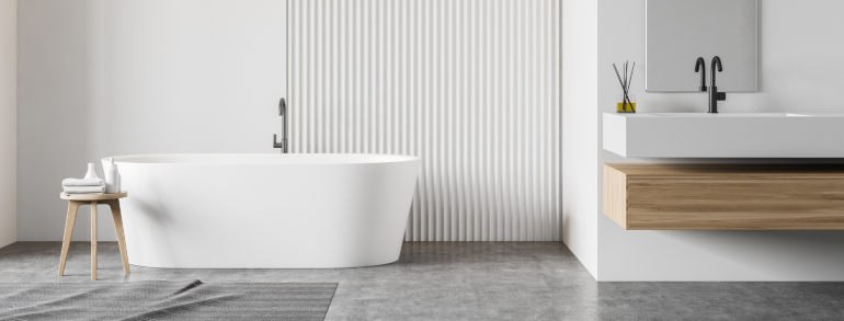 minimalistic bath tub design banner